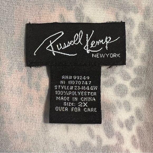 Russell Kemp Womens Oversized Animal Print Tunic Top Size 2X Sheer Flowy Mature - Picture 6 of 9